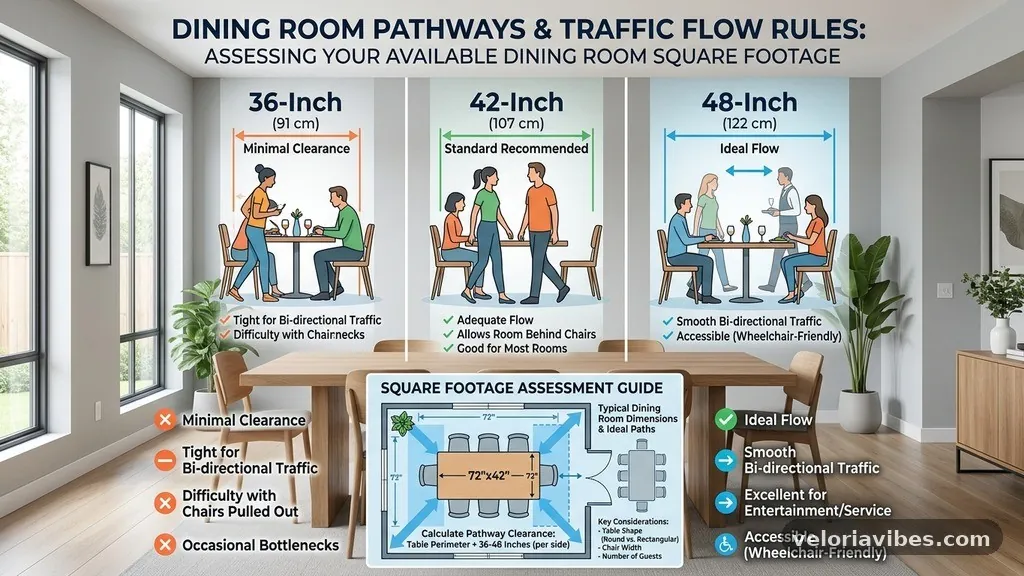 36-Inch vs 42-Inch vs 48-Inch Dining Room Pathways: Traffic Flow Rules
