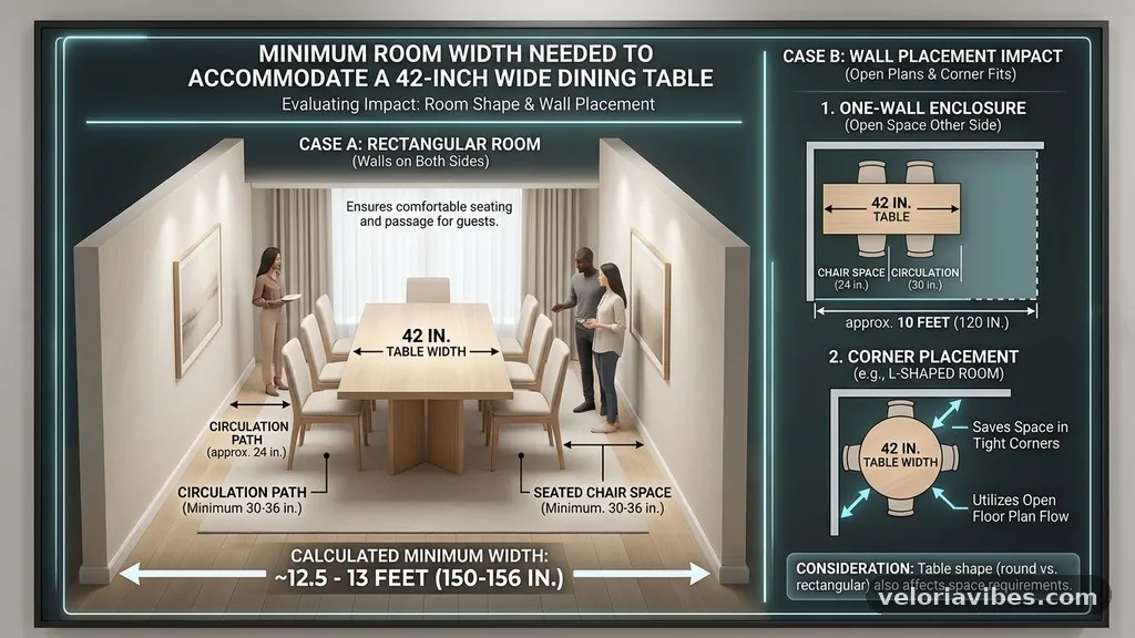Evaluating the Impact of Room Shape and Wall Placement - Minimum Room Width Needed to Accommodate a 42-Inch Wide Dining Table
