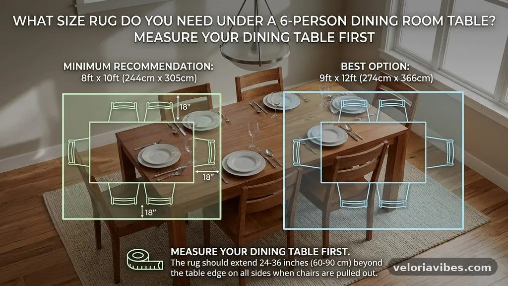 Measure Your Dining Table First - What Size Rug Do You Need Under a 6-Person Dining Room Table?