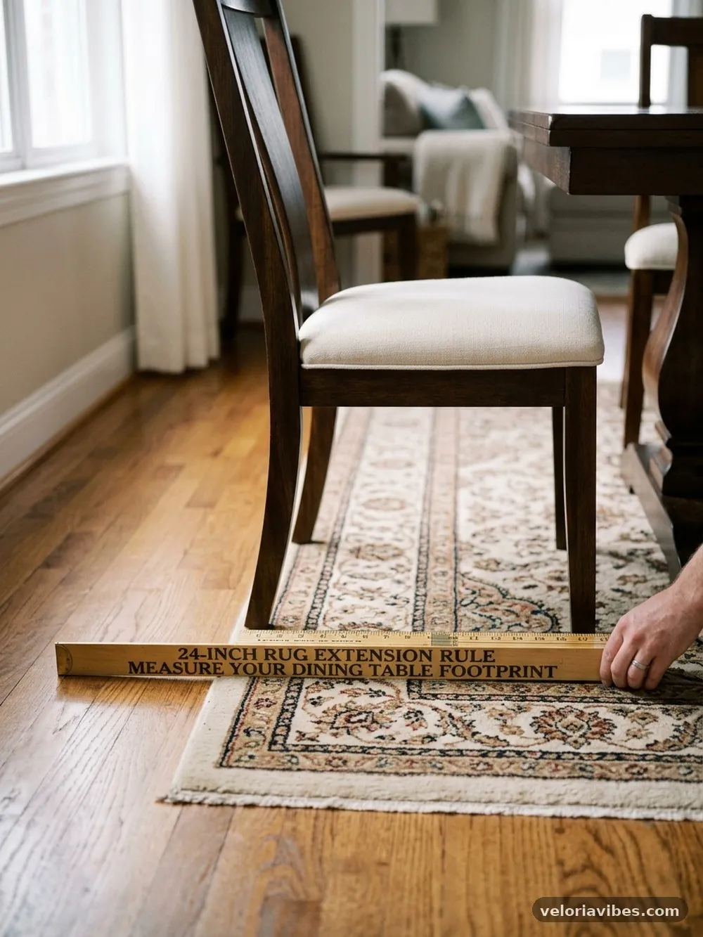 Measure Your Dining Table Footprint - The 24-Inch Rug Extension Rule: Stopping Back Chair Legs from Falling Off