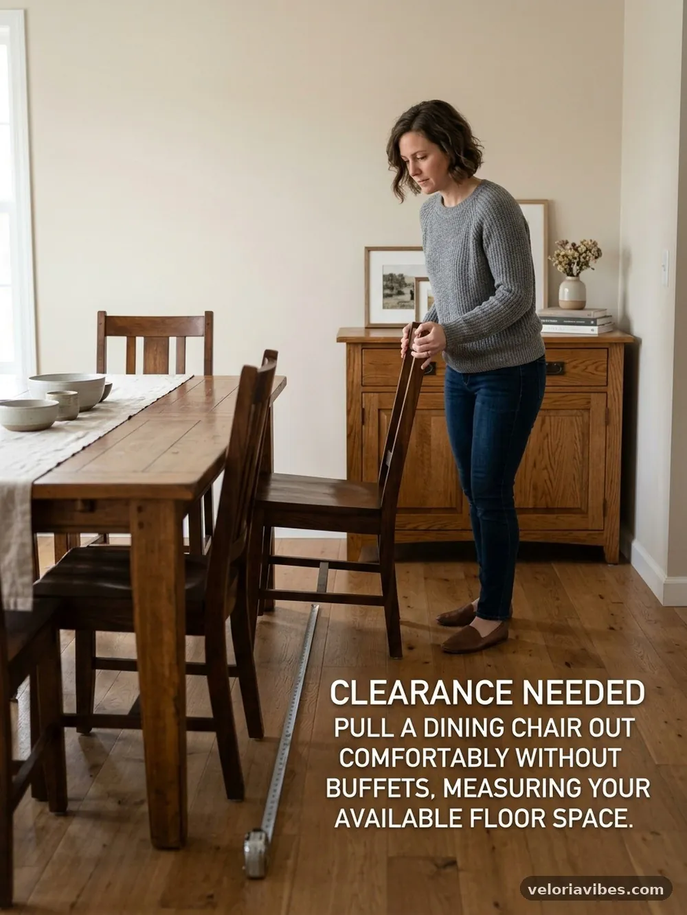 Measuring Your Available Floor Space - Clearance Needed to Pull a Dining Chair Out Comfortably Without Hitting Buffets