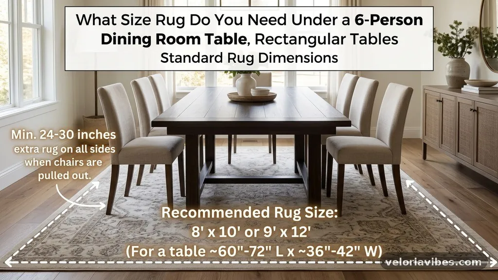 Rectangular Tables and Standard Rug Dimensions - What Size Rug Do You Need Under a 6-Person Dining Room Table?
