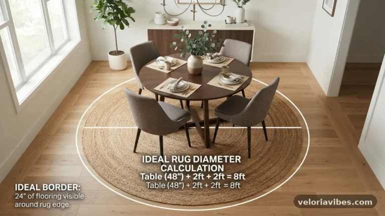 Round Rug Under a Round Table: How Much Border Carpet Should Show?