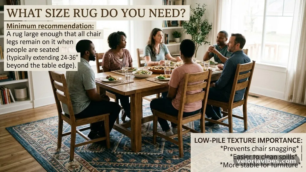 The Importance of Low-Pile Textures - What Size Rug Do You Need Under a 6-Person Dining Room Table?
