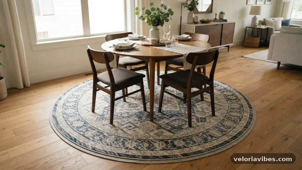 The Role of Rug Pads - Round Rug Under a Round Table: How Much Border Carpet Should Show?
