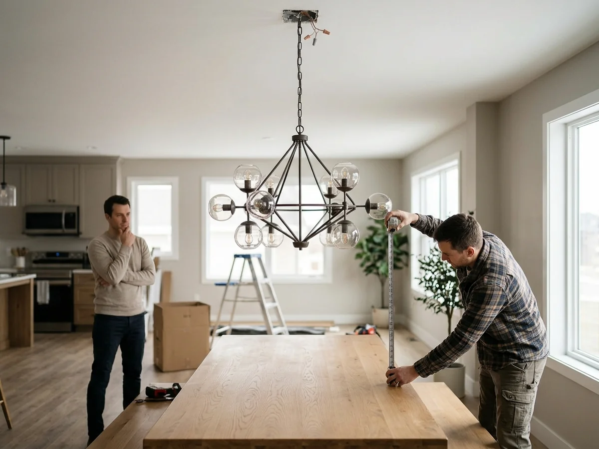 Testing Height Before Installation - chandelier 30 to 36 inch rule