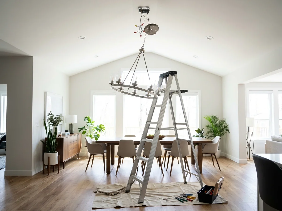 When To Call Professionals - off center junction box chandelier